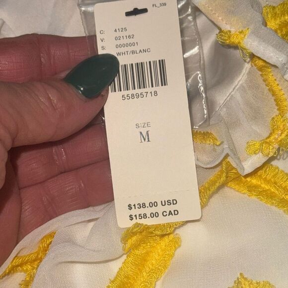 NWT ALI & JAY X ANTHROPOLOGIE yellow & white Corina Textured high neck Romper - Picture 11 of 13